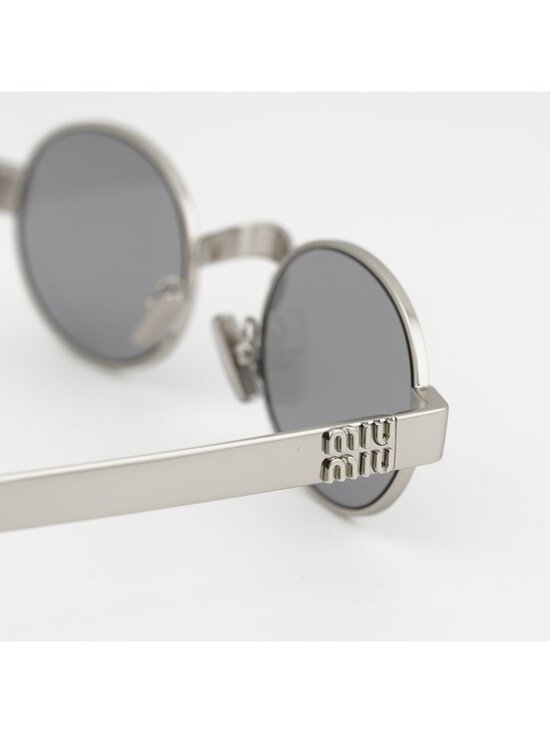 Miu Miu MUB51S 21M50Q Sunglasses Old Silver Oval Frame, Grey Lenses main image 7